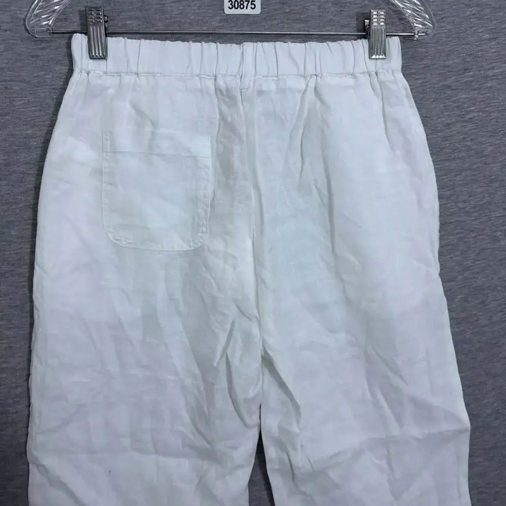 Quince Women's Size XS White European Linen Pants E-Waist Pull On